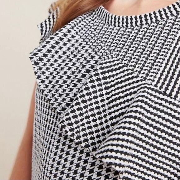 Anthropologie Dolan Left Coast Callan Ruffled Houndstooth Top Size Medium - Picture 4 of 11